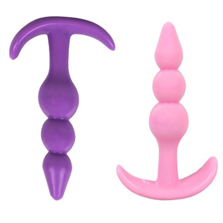 LYe 2pcs Butt Plug and Anal Massager Starter Annulus Women Toy Kit,100% Medical Grade Silicone
