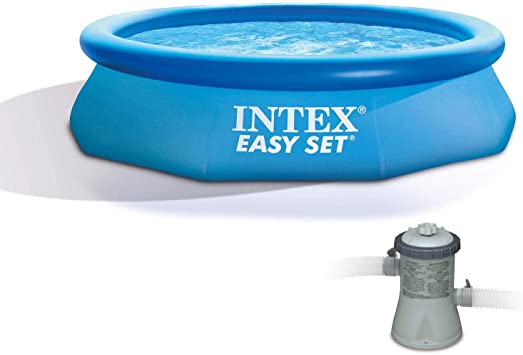 Intex 10ft x 30in Easy Set Above Ground Inflatable Family Swimming Pool & Pump