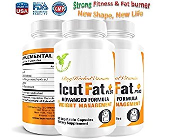 IcutFat Plus-clinically proven weight loss supplement. Fat Burning, Appetite Control & Energy Booster(60 Vegan Capsules, Sinetrol®, Guarana extract, L-Carnitine, Mango seed extract, Green tea extract)