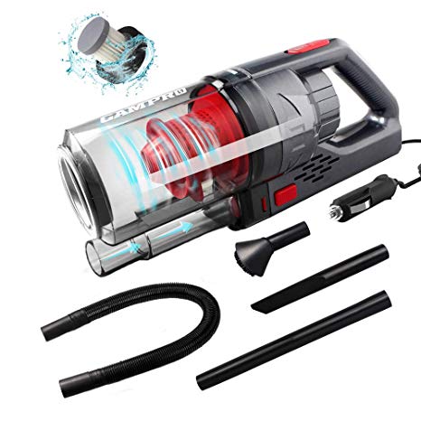 GAMPRO 6000PA Car Vacuum Cleaner, Handheld Vacuum Cleaner 4 in 1 NOZZLES 150W 12V 4.5M Cable Detachable HEPA Filter Low Noise, Wet/Dry Auto Vacuum Cleaner