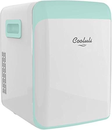 Cooluli Classic Turquoise 15 Liter Compact Portable Cooler Warmer Mini Fridge for Bedroom, Office, Dorm, Car - Great for Skincare & Cosmetics (110-240V/12V)