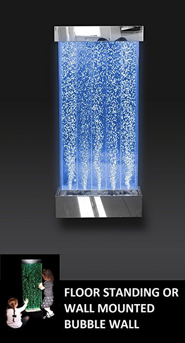 Sensory LED Bubble Wall - 4 Foot "Tank" Indoor Wall Mounted Water Feature with Remote Control - Large Floor Lamp with 8 Changing Lights Colors - Stimulating Home and Office Décor - by Playlearn
