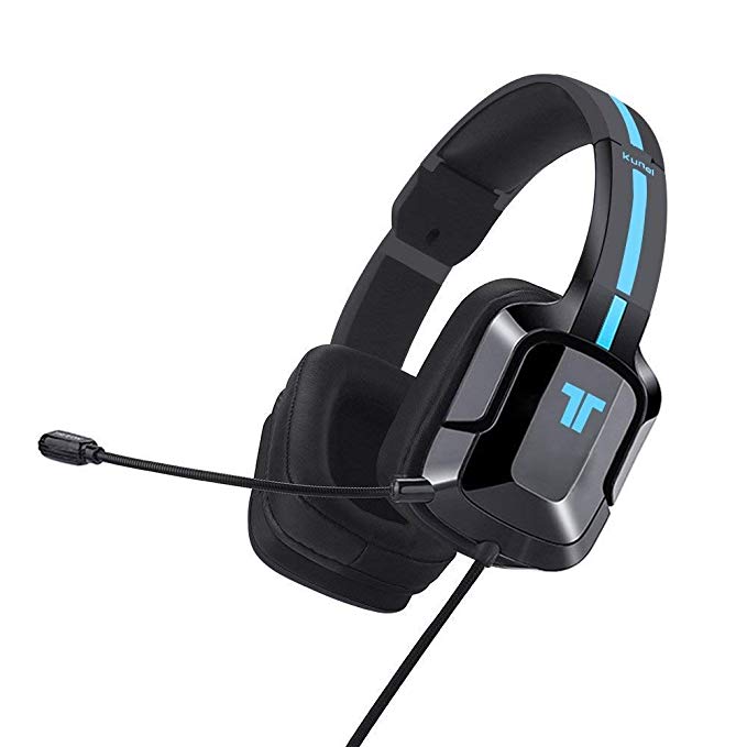 TRITTON kunai plus [Upgraded with OVER-EAR Ear Cups] gaming Headset, Xbox one Headset with mic, for for PlayStation 4, PS Vita, and Mobile Devices（Black-Blue）