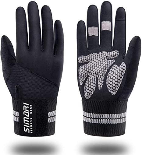 SIMARI Workout Gloves Men Women Full Finger Weight Lifting Gloves with Wrist Support for Gym Exercise Fitness Training Lifts Made of Microfiber and Spandex Fiber SMRG902