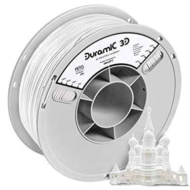 DURAMIC 3D PETG Printer Filament 1.75mm White, 3D Printing Filament 1kg Spool(2.2lbs), Non-Tangling Non-Clogging Non-Stringing Dimensional Accuracy  /- 0.05 mm
