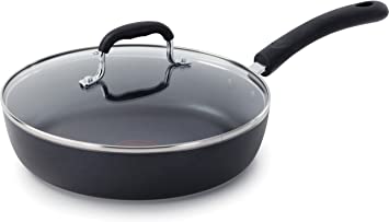 T-fal E93897 Professional Total Nonstick Thermo-Spot Heat Indicator Fry Pan with Glass Lid Cookware, 10-Inch, Black