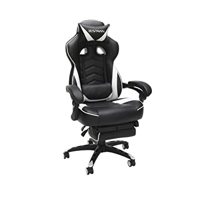 RESPAWN-110 Racing Style Gaming Chair - Reclining Ergonomic Leather Chair with Footrest, Office or Gaming Chair (RSP-110-WHT)