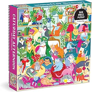 Mudpuppy Caturday Afternoon – 500 Piece Family Puzzle with Colorful and Fun Illustrations of Cozy Cats for Children Ages 8 and Up
