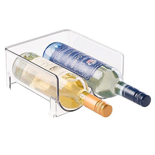 mDesign Stackable Wine Bottle Storage Rack for Kitchen Cabinet, Countertops - Holds 2 Bottles, Clear