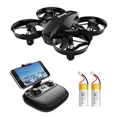 Potensic A20W Mini Drone for Kids with Camera, RC Portable Quadcopter 2.4G 6 Axis - Altitude Hold, Headless, Remote Control, Route Settiing, Real Time FPV, 2 Batteries