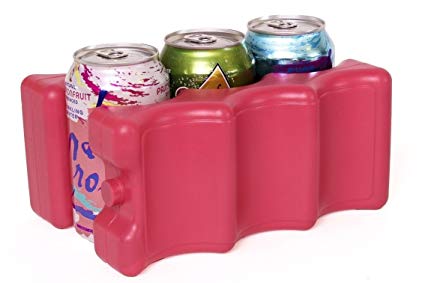 Kleager Can Beer Ice Pack for Lunch Box 2 Piece Double Sided - Reusable Cooler that Keeps 6-12 Soda Cans Cold - Solid Blue