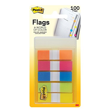 Post-it Flags, Rio de Janeiro Collection, 1/2 in x 1.7 in, 100 Flag/On-The-Go Dispenser (683-RIO2)