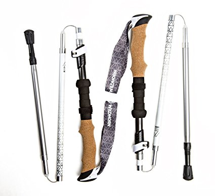 Wildhorn Pohlay Carbon Fiber Folding Collapsible Tri-fold Trekking Poles / Sticks. Multi-use For Hiking / Snowshoeing / Walking. Natural Cork Handles. Aluminum Lower Shaft To Optimize Strength.