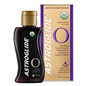 Astroglide O - Organic Oil-Based Personal Lubricant & Sensual Massage Oil - Experience Pure Pleasure - Ultra-Hydrating Natural Lubricant with Ylang Ylang Essential Oils, Coconut Oil, and More!