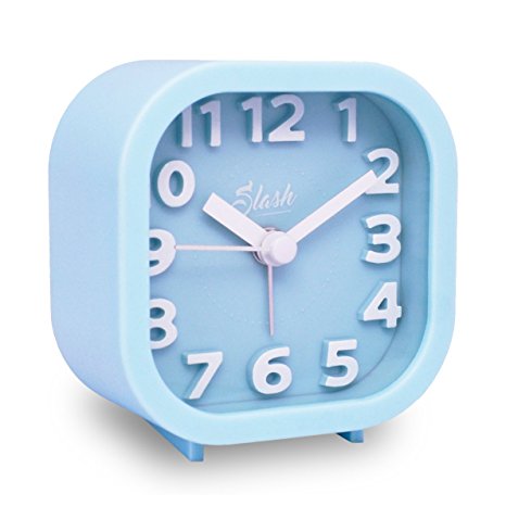 Slash 3D Digital Creative Silent Desk Alarm Clock Simple Candy Color for Sitting Room, Bedroom, Office (Blue) S10006
