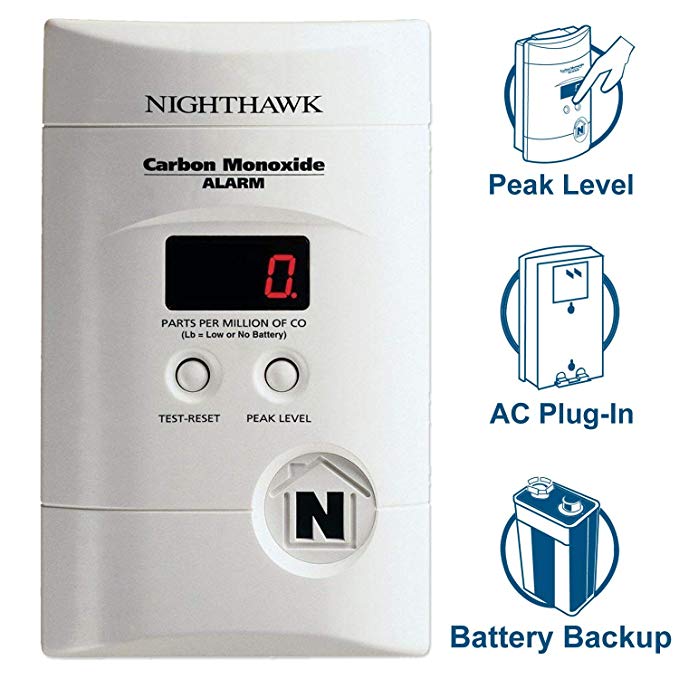 Nighthawk AC Plug-in Operated Carbon Monoxide Alarm with Digital Display KN-COPP-3