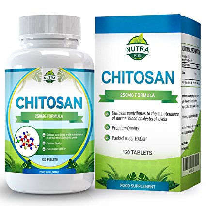 Chitosan, Natural Fat Binder, Carb Blocker that Helps Lower Cholesterol, Absorbs Excess Fat for Natural and Safe Excretion, Dietary and Weight loss Supplements, Hypoallergenic, 250mg, 120 Tablets