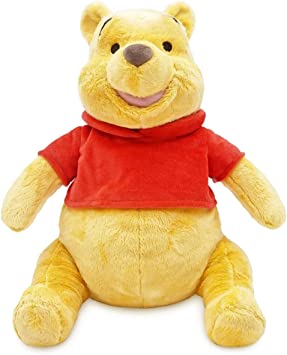 Disney Store Official Winnie The Pooh Soft Toy, Medium 12 inches, Cuddly Toy Made with Soft-Feel Fabric with Embroidered Details and Wearing Classic Red T-Shirt, Suitable for All Ages