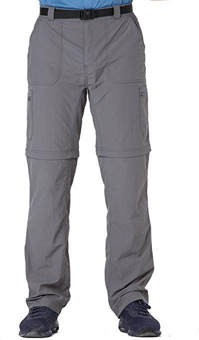 TRAILSIDE SUPPLY CO. Mens Convertible Pants Lightweight Zip-Off Pants with Belt,Waterproof