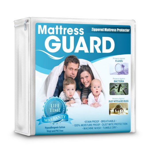 Mattress Guard 100 Waterproof Hypoallergenic Bed Bugs Proof Premium Mattress Protector - Lifetime Warranty - Queen Size