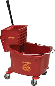 Winco Mop Bucket w/Wringer, 36qt, Red