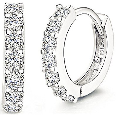 ANDI ROSE Jewellers 925 Sterling Silver Rhinestones Hoop Stud Earrings for Women