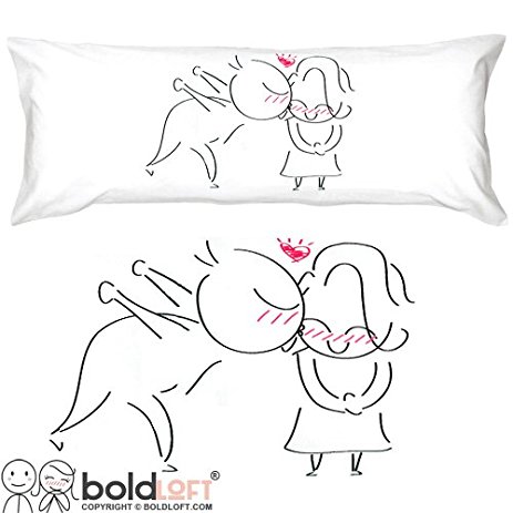 BOLDLOFT A Big Kiss Body Pillow Cover- His and Hers Gifts, Valentines Day Gifts for Her, Girlfriend Gift, Wife Gift, Matching Couple Gifts, Couple Gifts for Him and Her