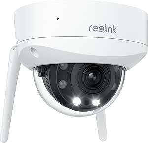 REOLINK 4K WiFi Security Camera Outdoor, Dome Surveillance Camera with IK10 Vandal-Proof Construction, Wi-Fi 6 New Tech, Smart Detection, 5X Optical Zoom, Color Night Vision, Non-PT Cam, RLC-843WA