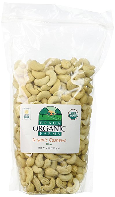 Braga Organic Farms Cashews, Raw, 2 Pound