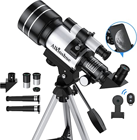 Telescope for Kids & Adults, 70mm Aperture Refractor Telescopes for Astronomy Beginners, Portable Travel Telescope with Phone Adapter & Wireless Remote, Astronomy Gifts for Kids