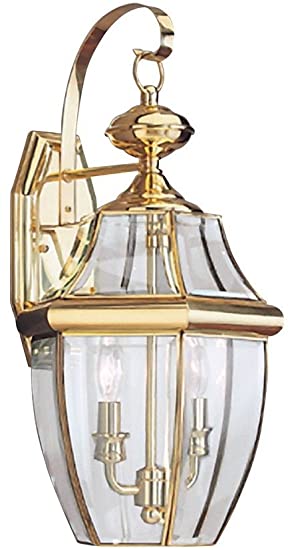 Sea Gull Lighting 8039-02 Two Light Outdoor Wall Fixture, Polished Brass