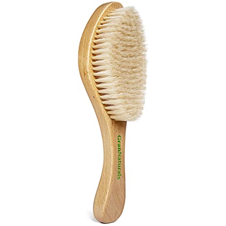 GranNaturals Soft Wave Brush - Curved Boar Bristle Hair Brush for 360 Waves