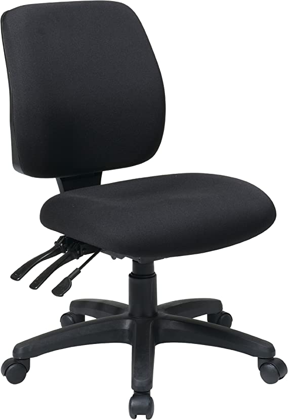 Work Smart Mid Back Dual Function Ergonomic Chair with Ratchet Back and Height Adjustment without Arms, Multicolor (33320-30)