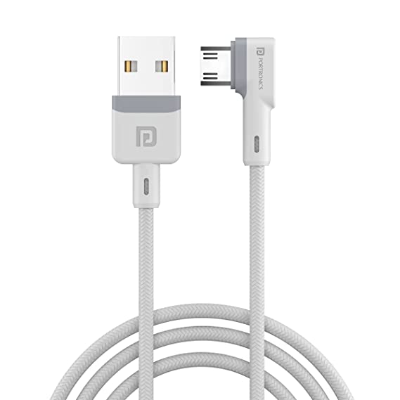 Portronics Konnect L 1.2M Fast Charging 3A Micro USB Cable with Charge & Sync Function (White)