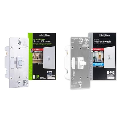 Enbrighten Z-Wave Plus Smart Light Dimmer, ZWave Hub & Neutral Wire Required, Toggle & Add-On Switch QuickFit and SimpleWire, in-Wall Toggle, Z-Wave ZigBee Wireless Smart Lighting Controls, Switch