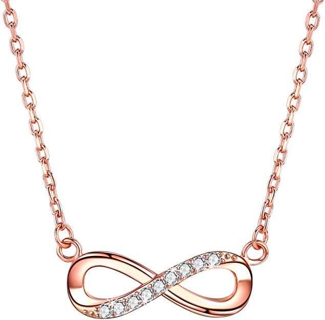 F.ZENI Infinity Pendant Necklace for Women 925 Sterling Silver Love Infinity Heart Necklace Cubic Zirconia Pendant Women Jewellery Gifts