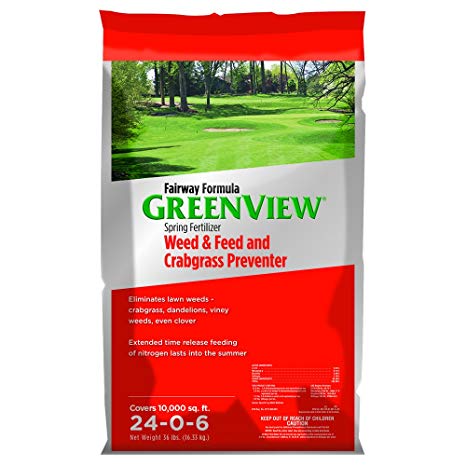 GreenView Fairway Formula Spring Fertilizer Weed & Feed Plus Crabgrass Preventer, 36 lb bag, Covers 10,000 Sq. Ft.