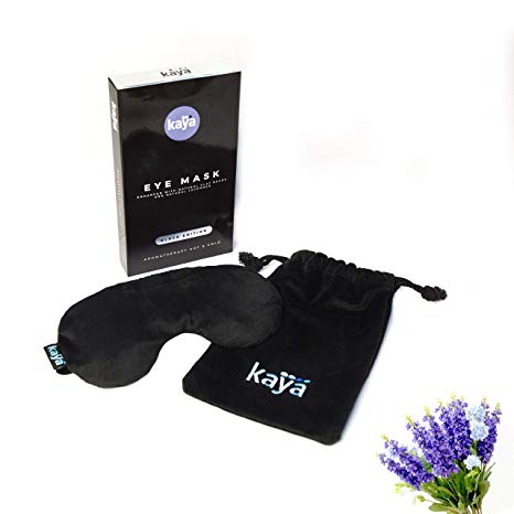 Weighted Eye Mask by KAYA with Natural Lavender and Clay Beads – Mask for Puffy Eyes – Eye Mask with Storage Pouch – Sleep Mask for Relaxation and Stress Relief - Hot and Cold Mask for Women (Black)