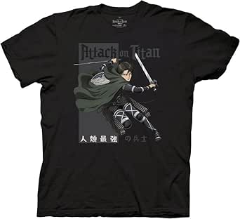 Ripple Junction Attack on Titan Men's Short Sleeve T-Shirt Levi Ackerman Humanity's Strongest Soldier Officially Licensed