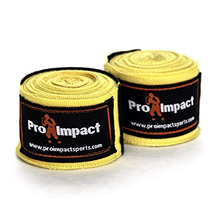 Pro Impact Mexican Style Boxing Handwraps 180" with Closure – Elastic Hand & Wrist Support for Muay Thai Kickboxing Training Gym Workout or MMA for Men & Women - 1 Pair