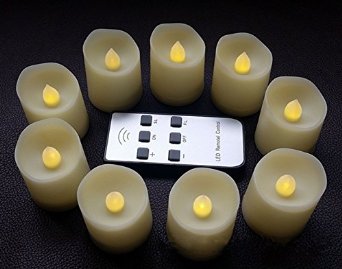 LAPROBING Set of 9 Battery Operated LED Flameless Candles with Remote Control 120 Hours of Extended Light Time Dimmable for Birthday Parties Weddings Festivals Decorations Christmas Votive Candles