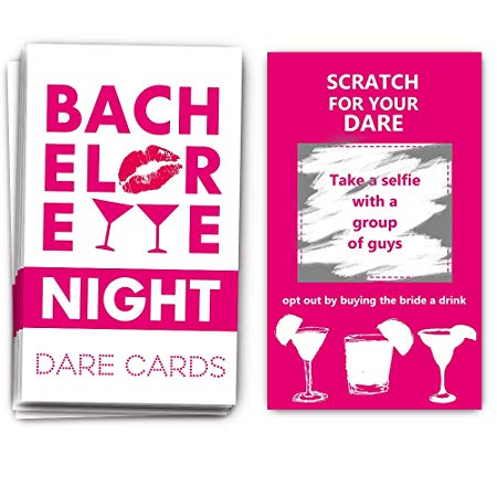 40 Bachelorette Party Drinking Game Dare Card - Bachelorette Scratch Off Cards - Perfect for Girls Night Out Activity,Bridal Showers, Bridal Parties,Girl Party - Bachelorette Night Dare Card - 40 sheets