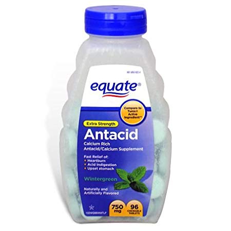 Equate Extra Strength Antacid Wintergreen 750 mg 96 Chewable Tabs Compare to Tums EX (1)