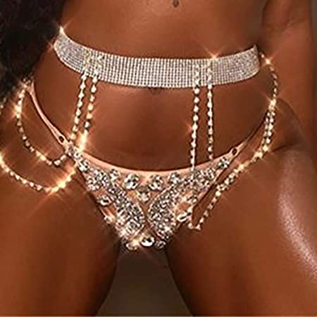 Jeweky Halloween Belly Crystal Waist Chain Silver Body Chains Summer Beach Nightclub Rave Body Accessories Jewelry for Women and Girls