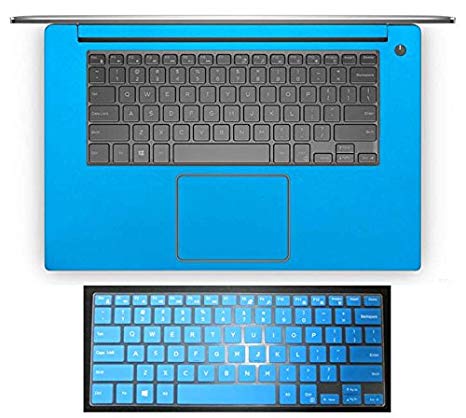2in1 Wrist Palmrest Skin Sticker With Trackpad Touchpad Cover  Keyboard Protector for 15.6'' Dell XPS 15-9550 15-9560 Precision 15-5510 M5510 (shimmery light blue palmrest sticker blue keyboard skin)