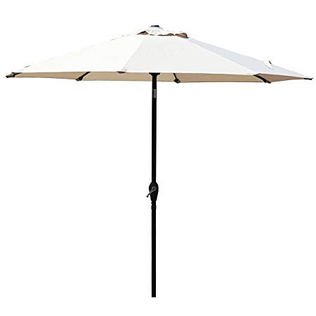 Mefo garden 9 Ft Tilt Market Outdoor Patio Umbrella with 8 Sturdy Ribs, Beige