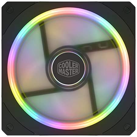 Cooler Master MasterFan SF120P ARGB 120mm Square Frame Fan w/ 24 Independently-Controlled Addressable RGB LEDs, Cable Management and PWM Control Fan for Computer Case, CPU Liquid and Air Cooler