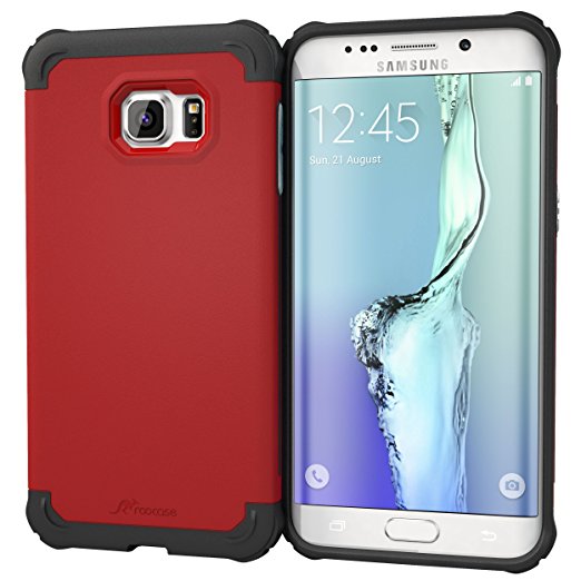 S6 Edge Plus Case, Samsung S6 Edge Plus Case, rooCASE [Mil-Spec MIL-STD-810G 810F] Exec Tough PRO Hybrid Drop Protection Heavy Duty Slim Fit Lightweight Armor Cover for Galaxy S6 Edge Plus Case, Red