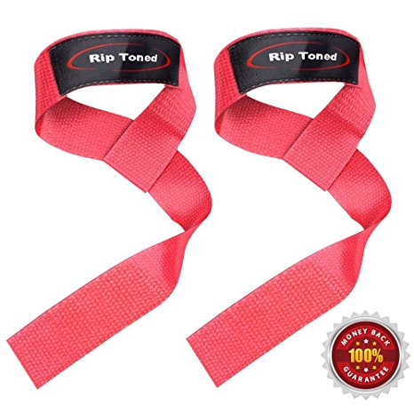 Lifting Wrist Straps by Rip Toned (Pair) - Bonus Ebook - Cotton Padded - For Weightlifting, Bodybuilding, Xfit, Strength Training, Powerlifting, MMA