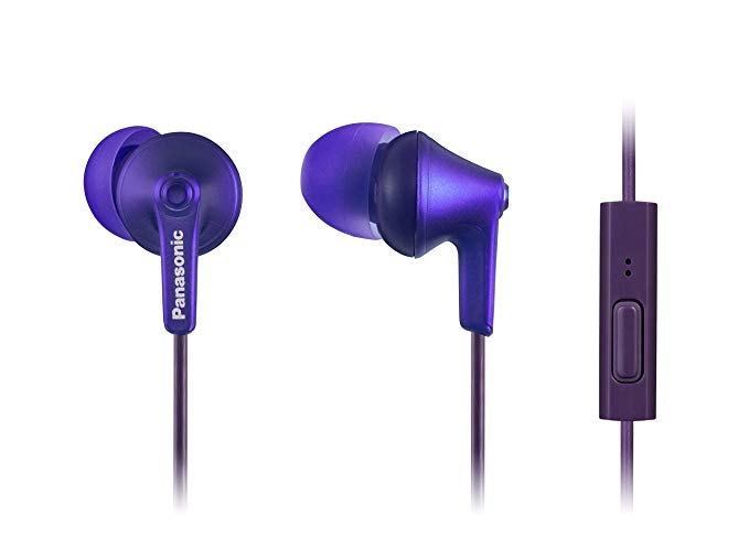 PANASONIC ErgoFit Earbud Headphones with Microphone and Call Controller Compatible with iPhone, Android and BlackBerry - RP-TCM125-VA - in-Ear (Metallic Violet)